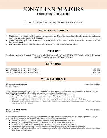 CV Template Word Docs for 2026 (Free) – Download Editable One-Page Resume