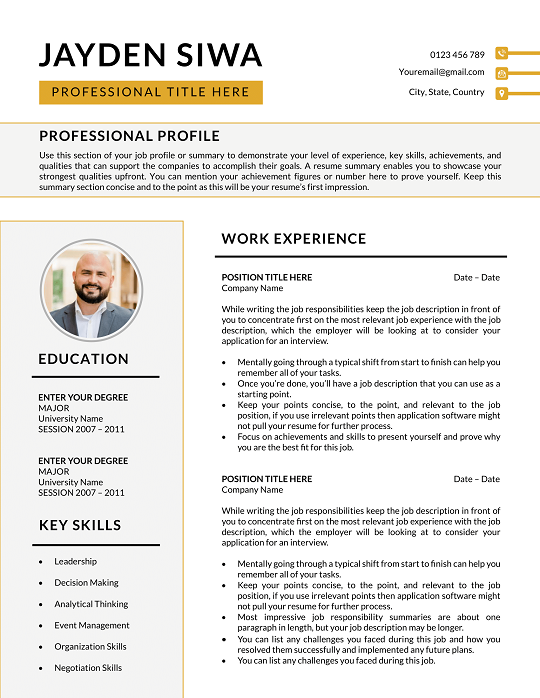 Free Corporate Resume Templates For 2025 | Download Now corporate-resume-template