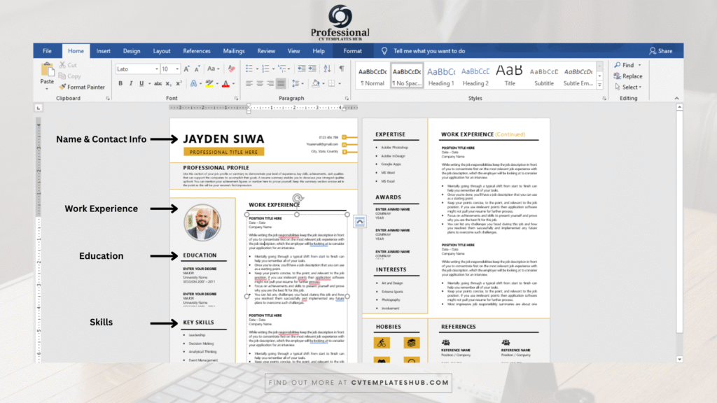Tutorial Showing How to Replace Text in a Word Resume Template