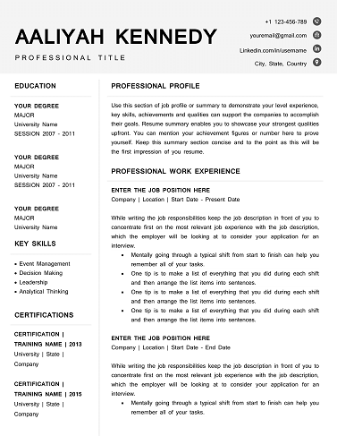 ATS Friendly Resume Template Free