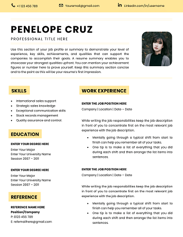 Minimal Resume with Bullet Layout