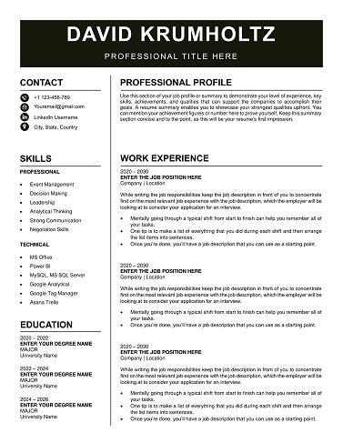 Clean Resume Format for ATS