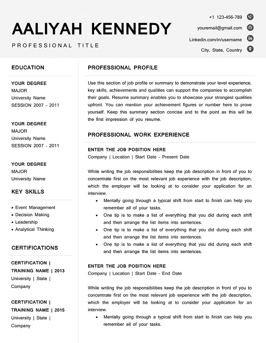 100+ ATS Friendly Resume Template Free – Pro & Editable ATS Friendly Resume Template Free