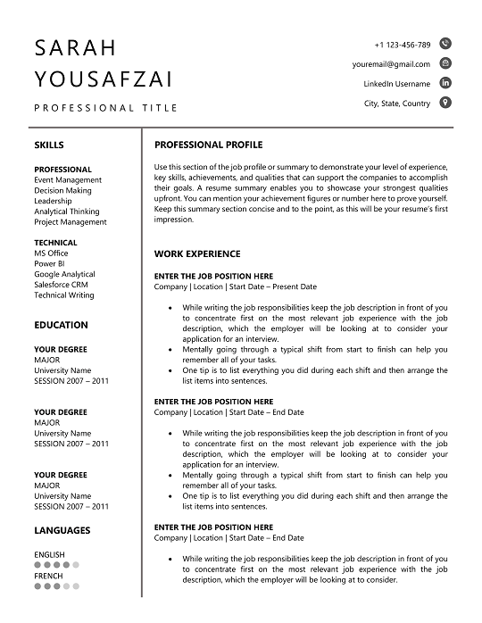 Clean ATS Resume Template Clean ATS Resume Template