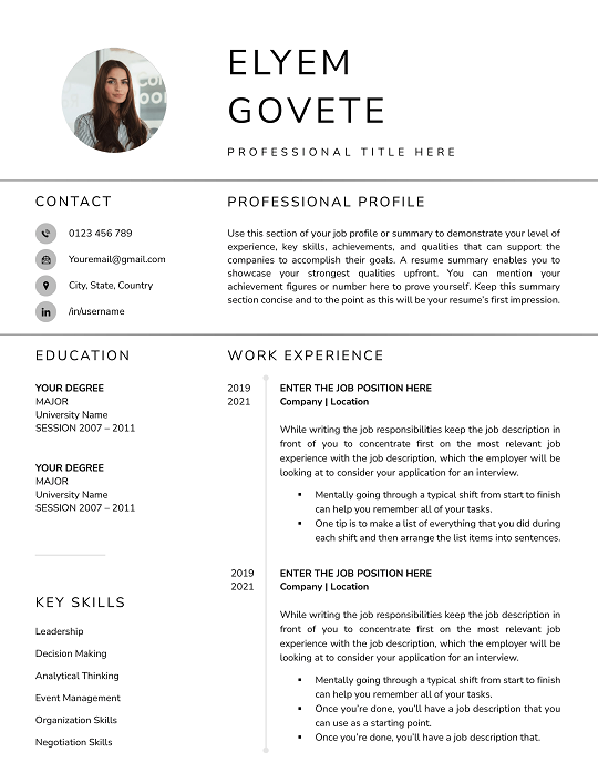 Clean CV Template Word Clean CV Template Word