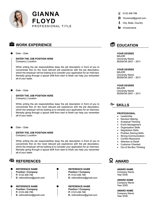 Executive Minimalist Resume Template Executive Minimalist Resume Template