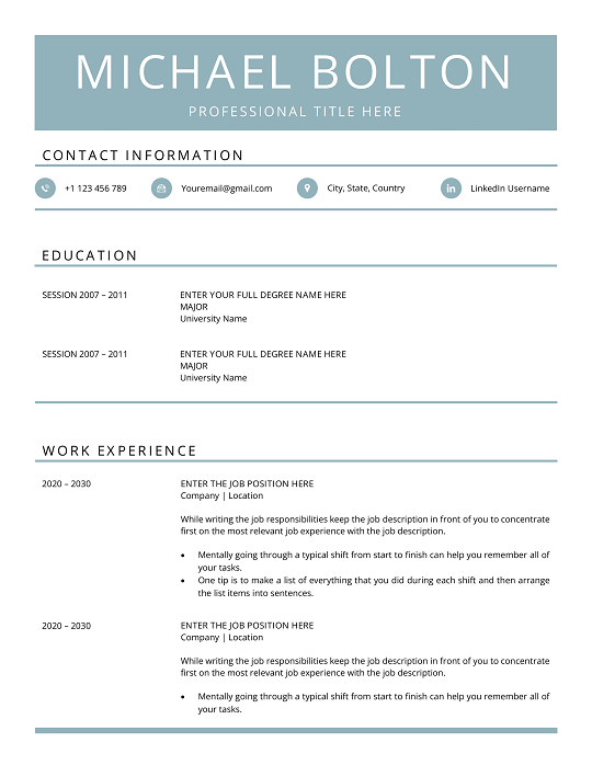 Minimal Resume Template Pakistan Minimal Resume Template Pakistan