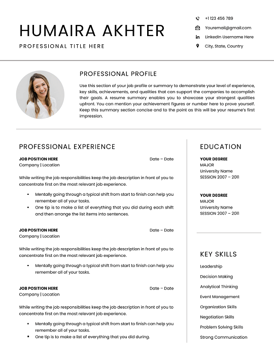 Minimal Resume Template for Managers Minimal Resume Template for Managers